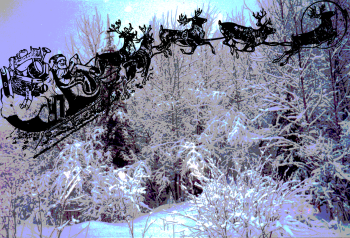 Winter scenic with Santa and Sleigh