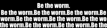 “Be the worm.”