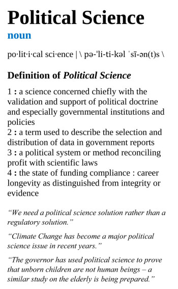 New Definition: “Political Science”